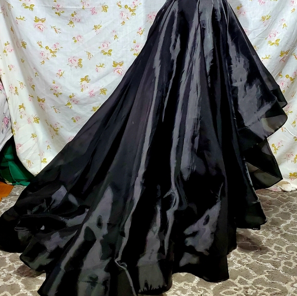 Two Piece, Black and Silver Beaded Prom Dress - Picture 5 of 5